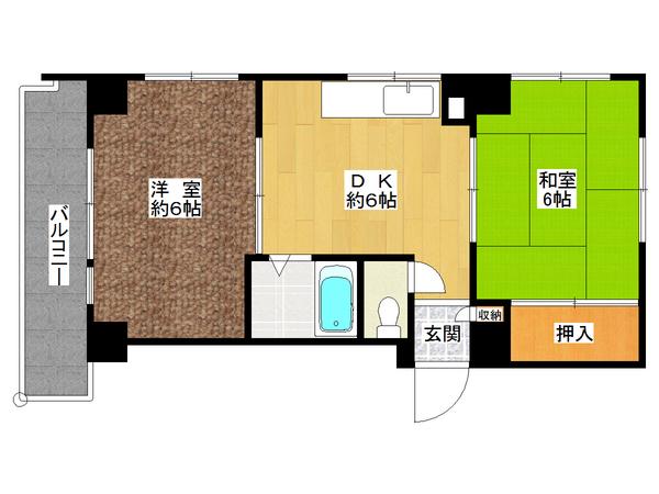 シティライフ六甲道(2DK/3階)の間取り写真