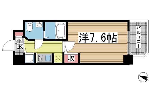 S-RESIDENCE神戸磯上通(1K/9階)の間取り写真