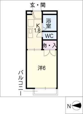 パークサイド春里(1K/1階)の間取り写真