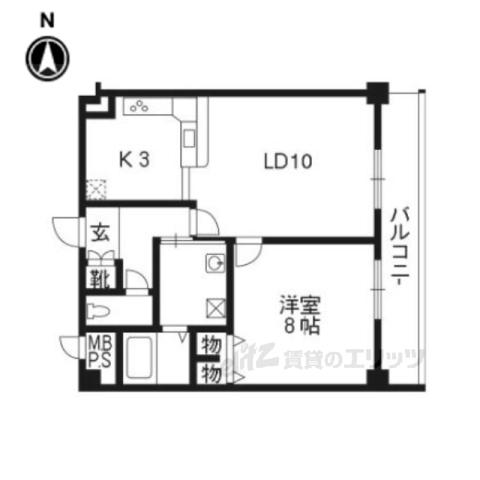 リーガル京都河原町五条(1LDK/7階)の間取り写真