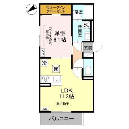 リヴェール内灘(1LDK/1階)の間取り写真