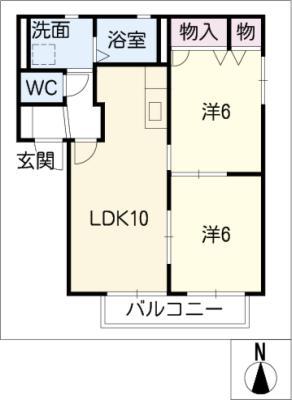 リニモ はなみずき通駅 徒歩16分 2階建 築24年(2LDK/2階)の間取り写真