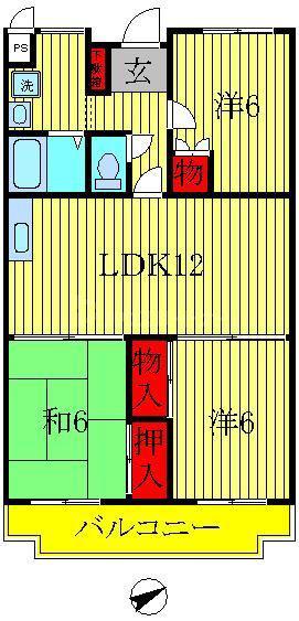 プレジオII(3LDK/3階)の間取り写真