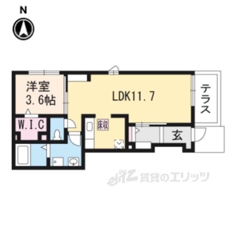 グリーンロード楠葉Ⅰ(1LDK/1階)の間取り写真