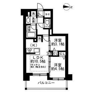 ユニハイム小岩(2LDK/6階)の間取り写真