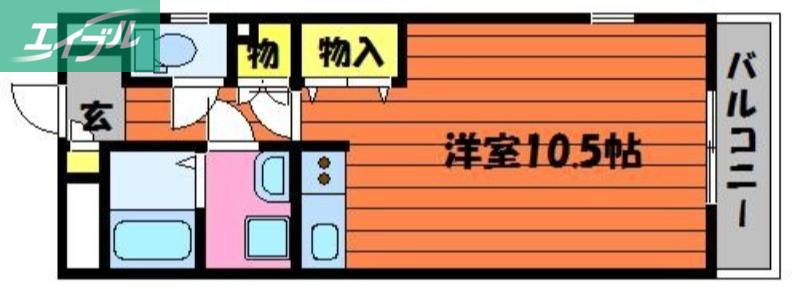 ライオンズマンション岡山医大南(1K/4階)の間取り写真