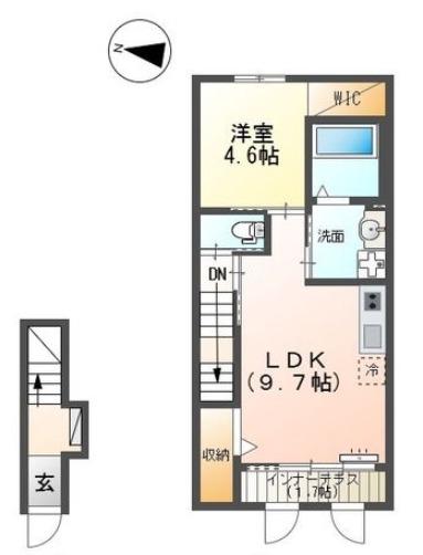 西宮市山口町下山口アパート(1LDK/1階)の間取り写真