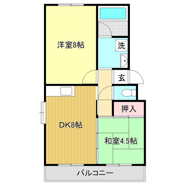 コーポ一宮I(2DK/3階)の間取り写真