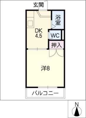 アベニュー朝日ヶ丘(1DK/1階)の間取り写真