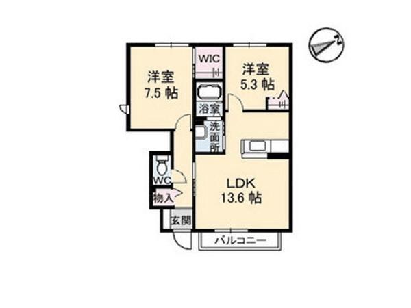 ブランドール ユー(2LDK/1階)の間取り写真