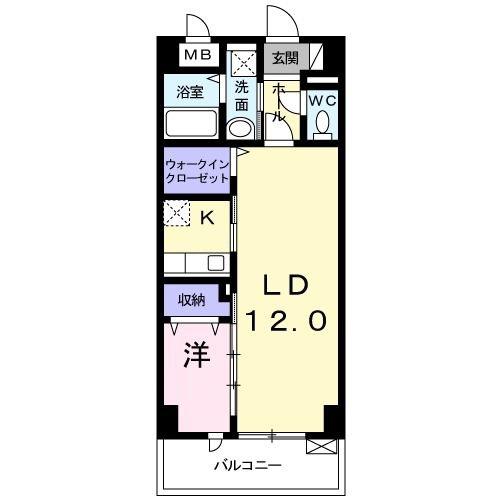 ラ・ソレイユ(1LDK/6階)の間取り写真