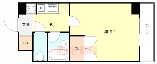 クリスティ南塚口(1K/4階)の間取り写真