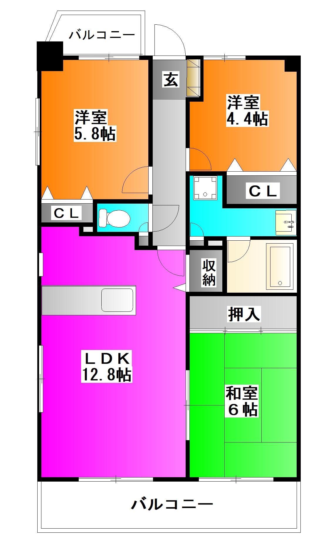 フォーリストフジカ(3LDK/5階)の間取り写真