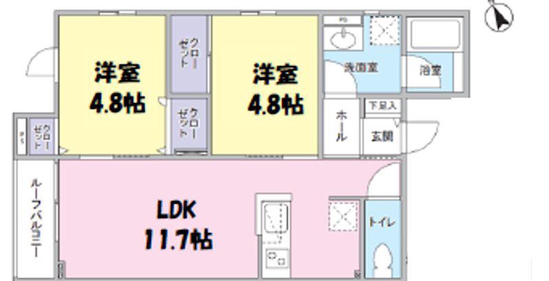 エンブレイス本駒込(2LDK/2階)の間取り写真