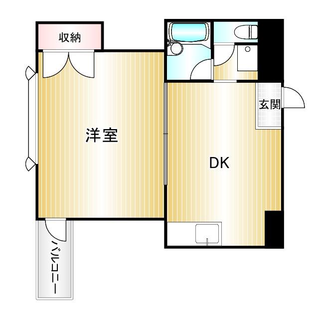 クレシェンド(1DK/3階)の間取り写真