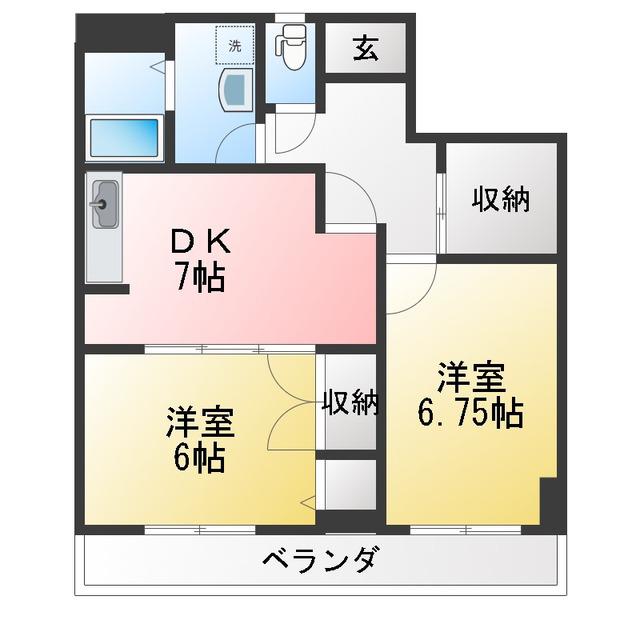 プランドール松戸(2SDK/3階)の間取り写真