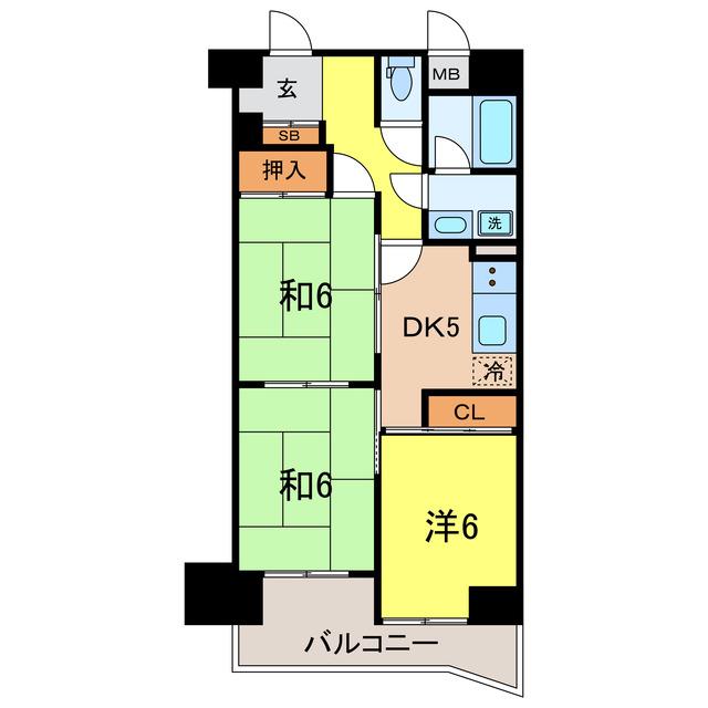 セントラルヒルズ高崎(3DK/5階)の間取り写真