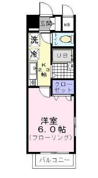 シャル一番町(1K/7階)の間取り写真