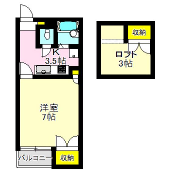 シティーパレス八千代(1K/2階)の間取り写真