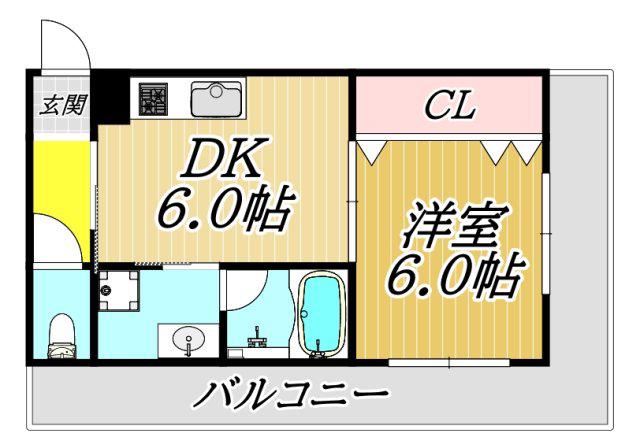 ミスタープレジデント(1DK/3階)の間取り写真