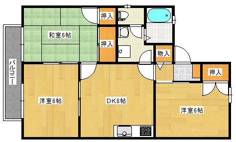 クリスタルハイツ(3DK/2階)の間取り写真