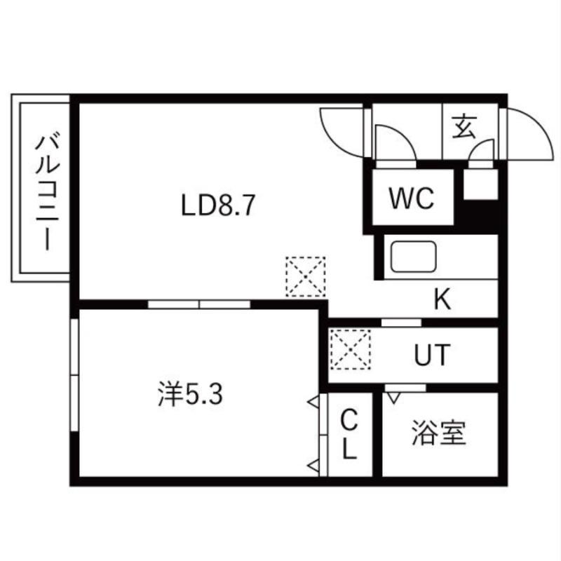 パークコート平岸(1LDK/2階)の間取り写真