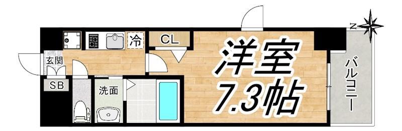 TLRレジデンス本町ウエスト(1K/13階)の間取り写真