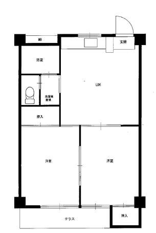 春日マンション(2LDK/1階)の間取り写真