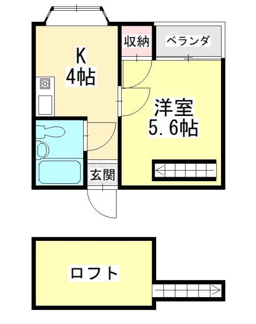 みすずコーポIII(1K/2階)の間取り写真