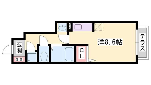 アムール・ペルペテュエ(ワンルーム/1階)の間取り写真