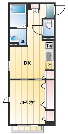 グランシュール四谷(1DK/2階)の間取り写真