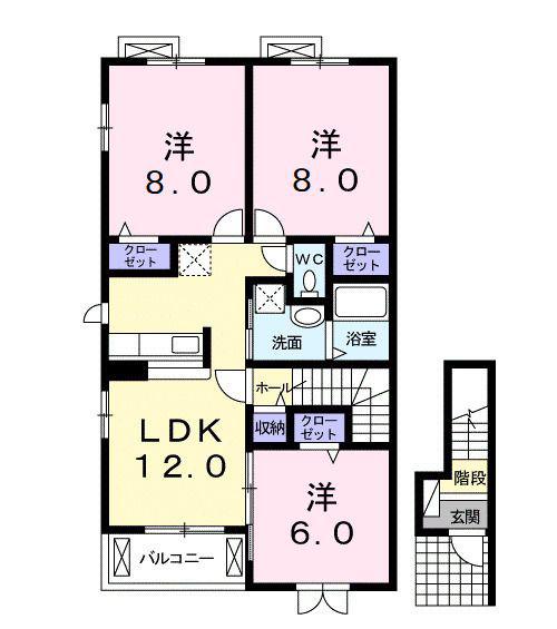 プリュム(3LDK/2階)の間取り写真