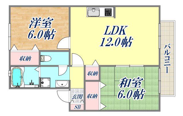 プレステージ芦屋A棟(2LDK/1階)の間取り写真