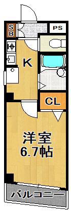 シーパレス大長(1K/4階)の間取り写真
