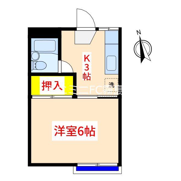 大野原アパート(1K/2階)の間取り写真