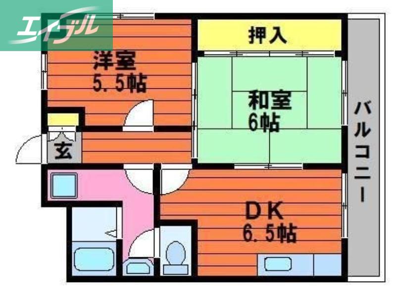 ラフォーレ弐番館(2DK/3階)の間取り写真