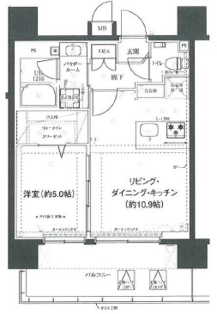 エルフォルテ東京イースト(1LDK/2階)の間取り写真