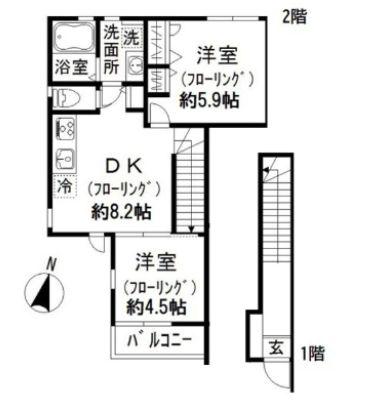 ハイツ文京大塚(2DK/2階)の間取り写真