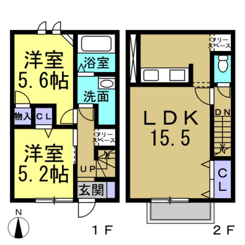 SOLANO E棟(2LDK/1階)の間取り写真