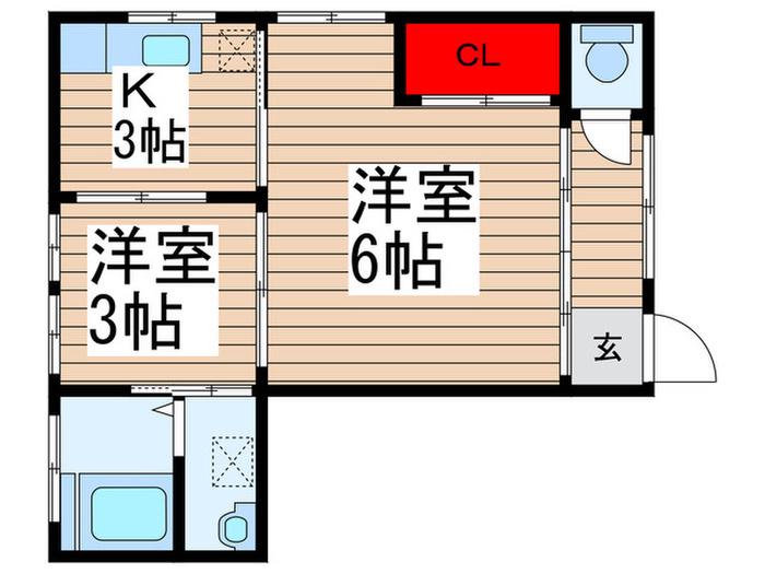 村五荘(2K/1階)の間取り写真
