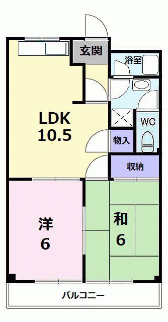 ハイツタチバナ(2LDK/2階)の間取り写真