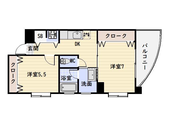 アミューパレスV(2K/7階)の間取り写真