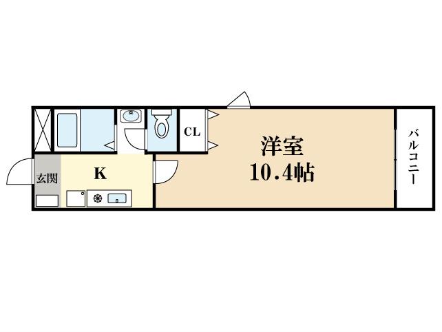 ウィンドワードII号館(1K/1階)の間取り写真