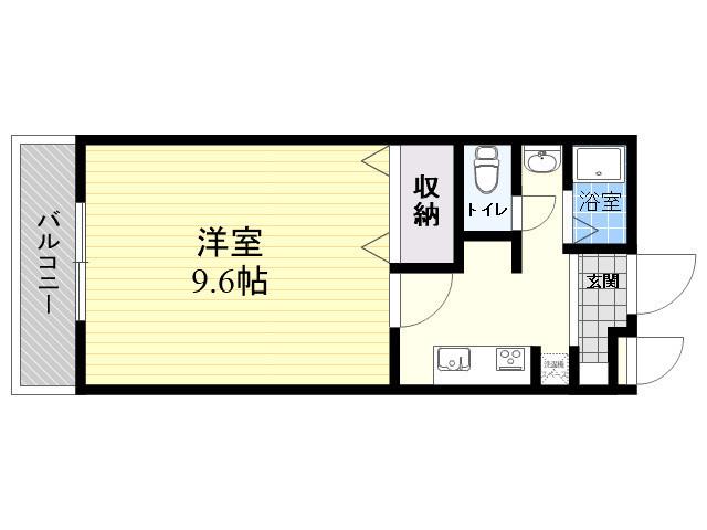 メゾンド王ノ瀬(1K/2階)の間取り写真
