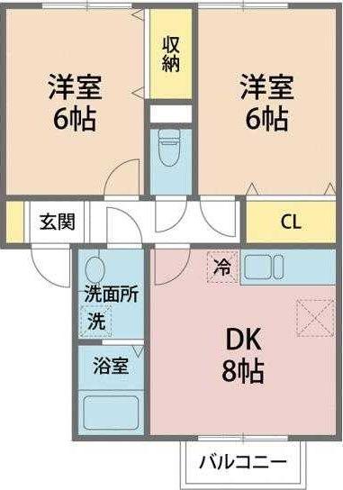 ピュアグレイスMIYA(2DK/2階)の間取り写真