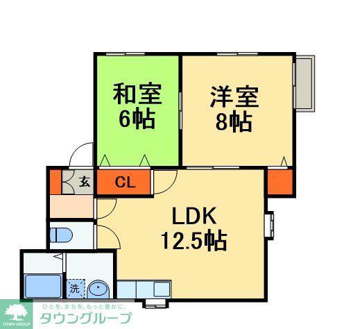 ウィンストン浜野(2LDK/2階)の間取り写真