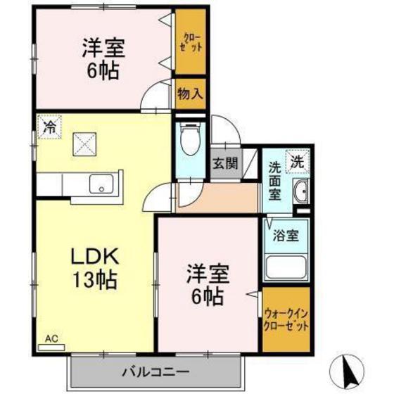 コージーハウス(2LDK/1階)の間取り写真
