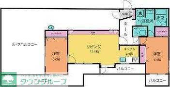 府中ペガサスビル(2LDK/4階)の間取り写真