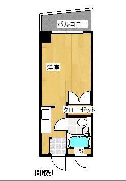 クロスヴィラ春日(ワンルーム/2階)の間取り写真