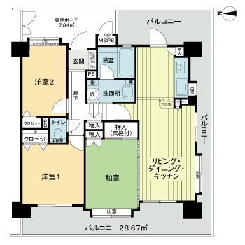 ライオンズプラザ鶯谷(3LDK/6階)の間取り写真